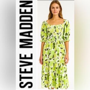 - Steve Madden Sunny Lime Smocked Dress -NWT